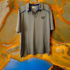 Russell Athletics Florida Gators Pinstriped Polyester Polo NCAA Men’s Large EUC